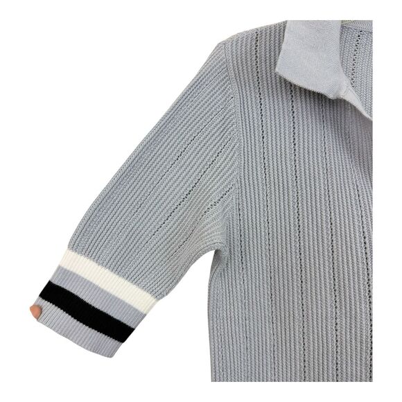 ANR+ ALP N ROCK Collared Sweater Women’s Sz Medium Short Sleeves Gray Cotton - Picture 4 of 9